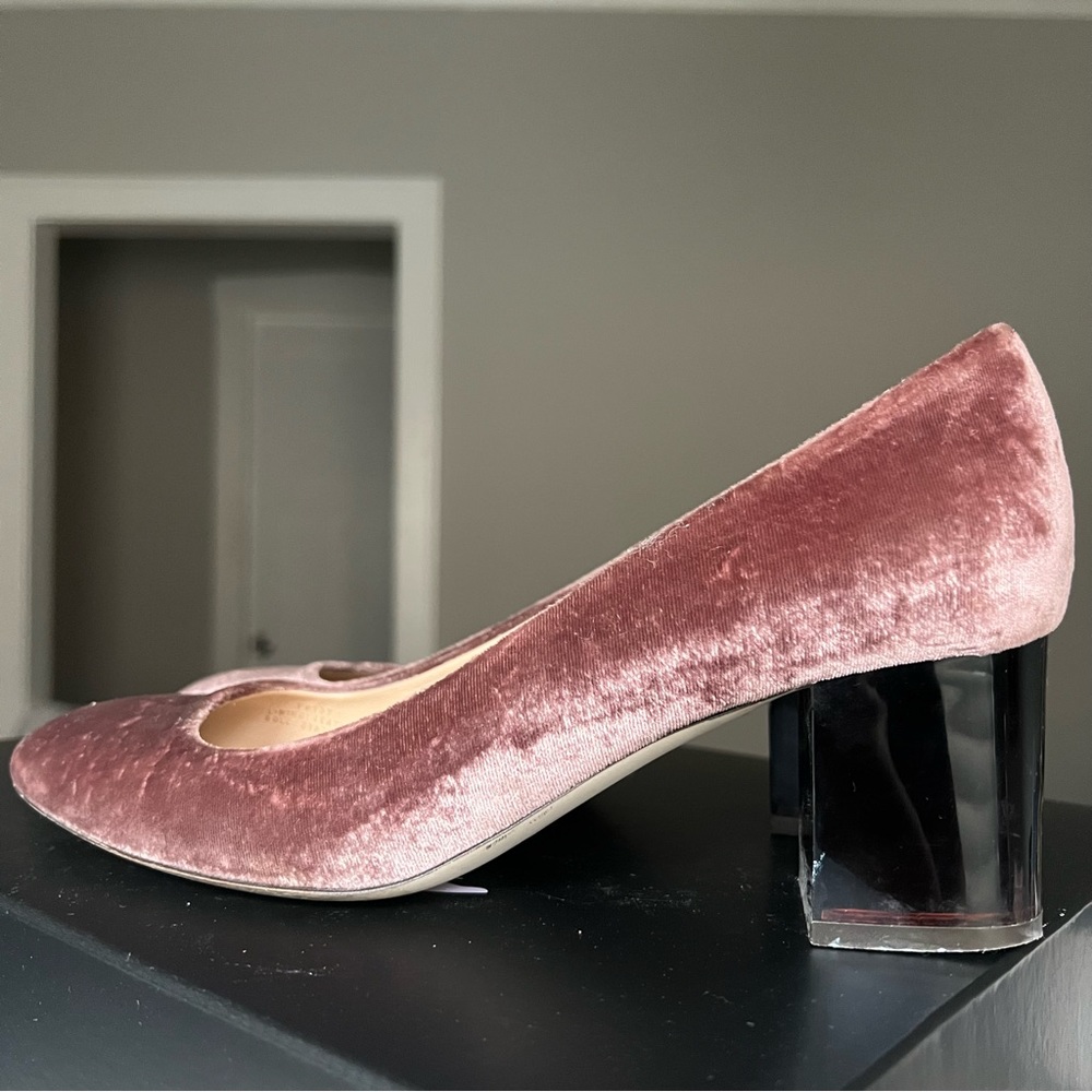 J. Crew Velvet & Lucite Heels